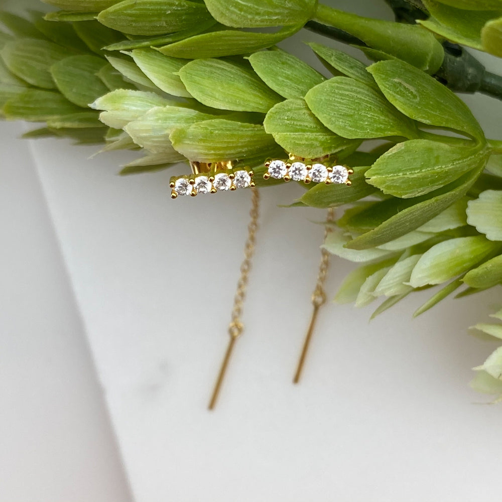 Roxanne in Diamond-ish and Gold - Threader Earrings