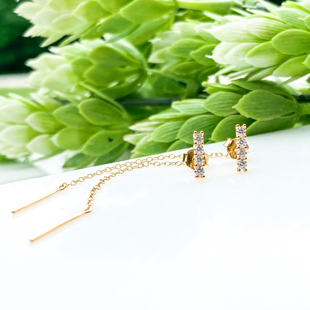 
                  
                    Roxanne in Diamond-ish and Gold - Threader Earrings
                  
                