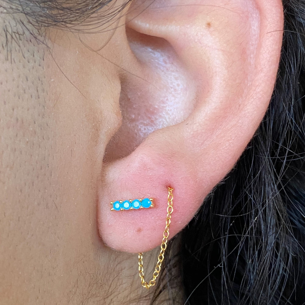 
                  
                    Roxanne in Turquoise and Gold - Threader Earrings
                  
                
