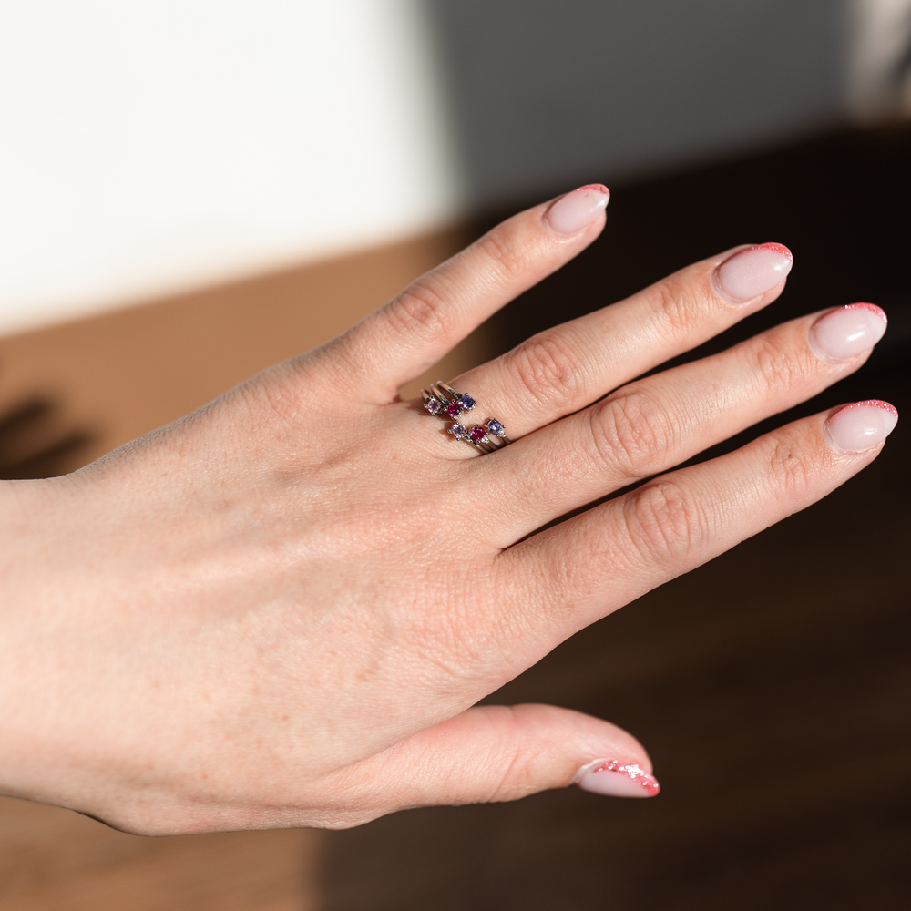 
                  
                    Close + Connected, Adjustable and Stackable Birthstone Ring, February
                  
                