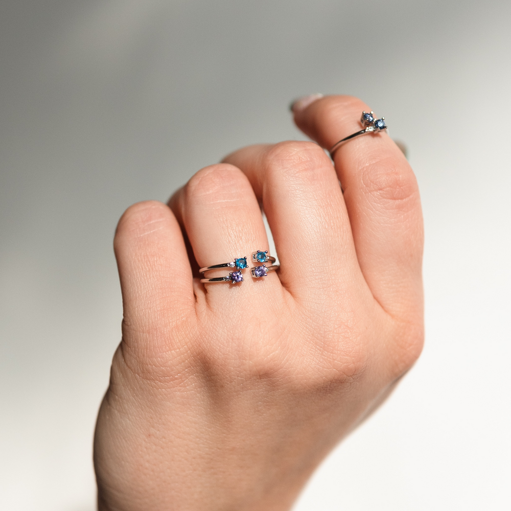 
                  
                    Close + Connected, Adjustable and Stackable Birthstone Ring, March
                  
                